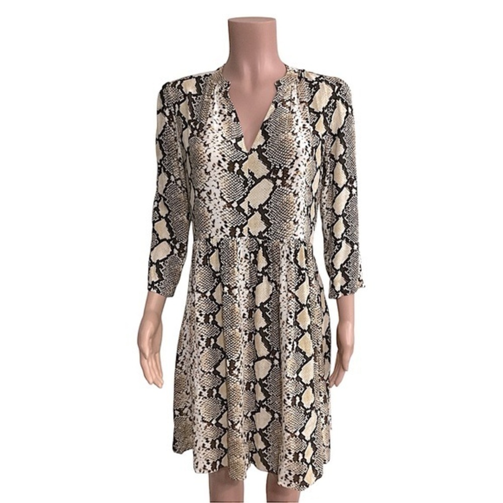 Maeve NWT Antropologie Snakeskin Print Juno Dress Long Sleeve Size Small